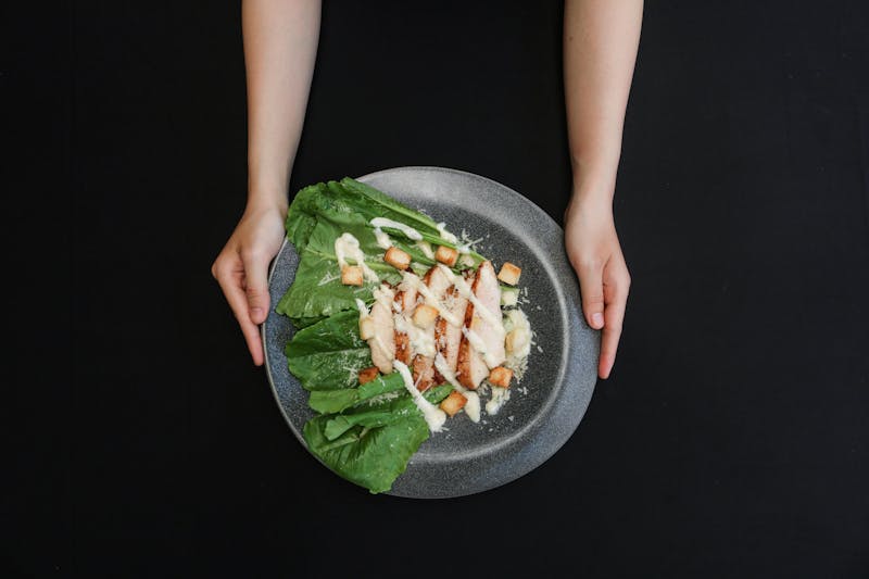 Classic Caesar salad with croutons